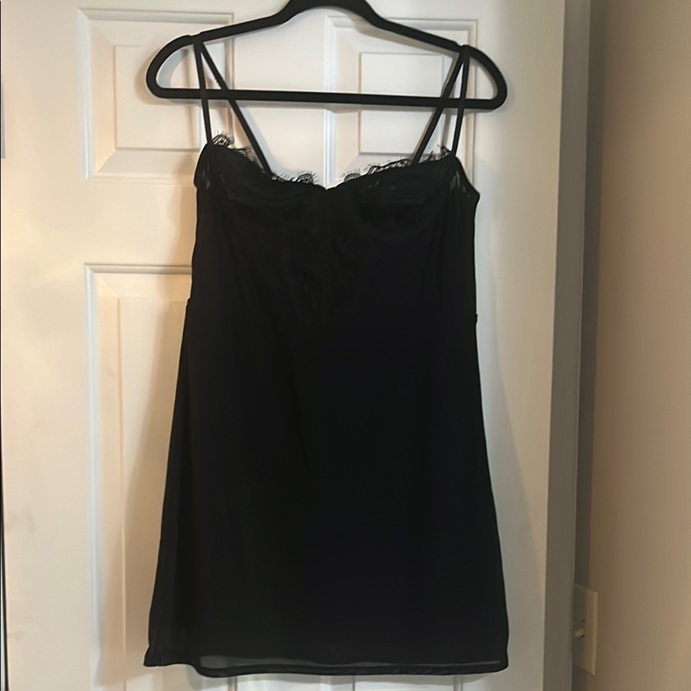 Elegant Black Lace Trim Dress